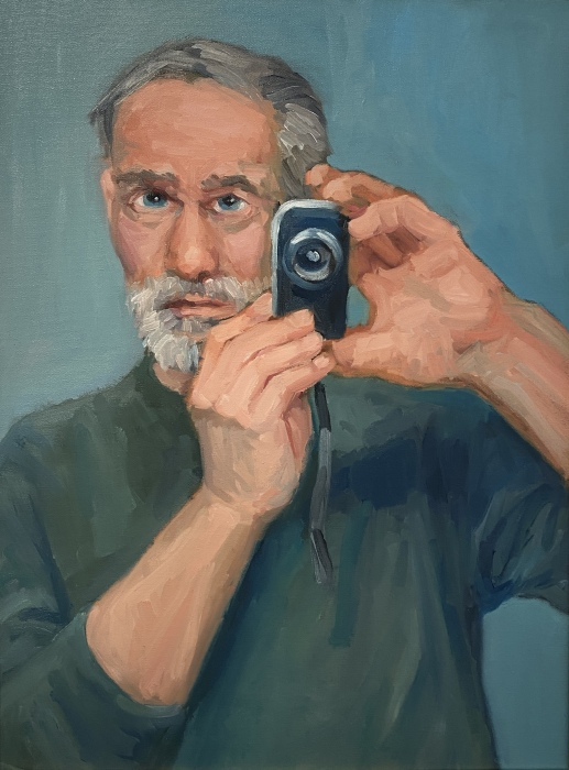 Michael Centrella, "Say Cheese (Selfie Squared)", oil, 24x18, NFS