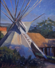 Jacqueline Jones, "Teepee at Dusk", oil, 8x10, $975
