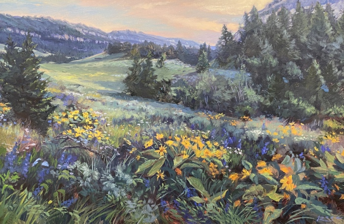 Jacqueline Jones, "Flowers of the Mountain", oil, 20x30, $3,200