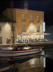 Len Swec, "Pippo's", acrylic, 16x12, NFS