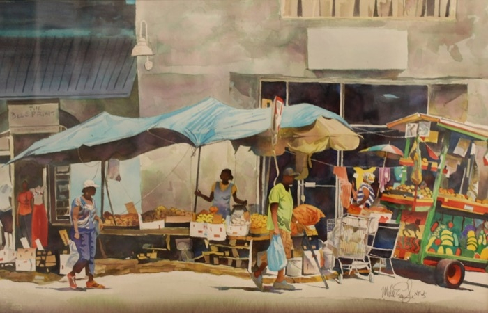 Eagle Street Market Bridgetown watercolor