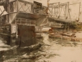 Eagle Niantic River Bridge watercolor
