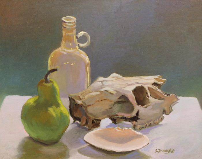 Sara Drought Nebel, "Deer Skull Still Life", oil, 16x20, $1,800