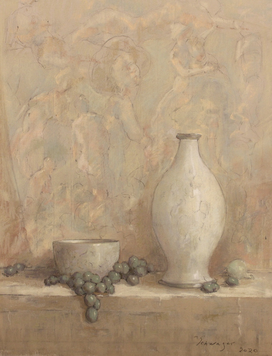 Matthew F. Schwager, "Mediterranean Still Life", pastel, 21x16, $3,200