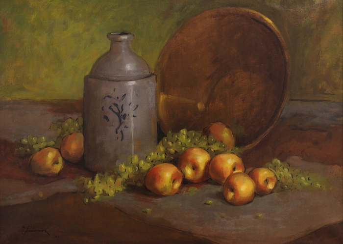 Matthew F. Schwager, "Peaches in a Quiet Light", pastel, 16x22, $3,500