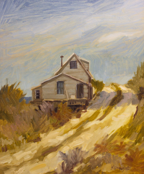 Sara Drought Nebel, "Dune Shack Truro", oil, 20x24, $2,500