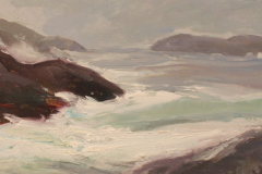 Rick Daskam," Christmas Cove with Rough Sea", oil, 6x16, $1,200