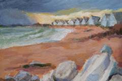 Sara Drought Nebel, "West Wharf Rocks" , acrylic, 6x8, $350
