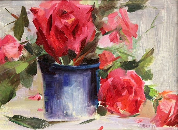 Green Jean Red Roses