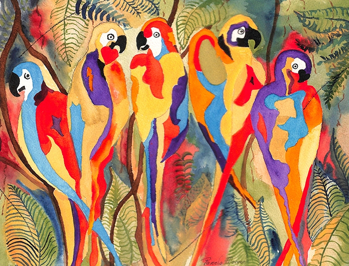 Morgan Pamela Five Parrots