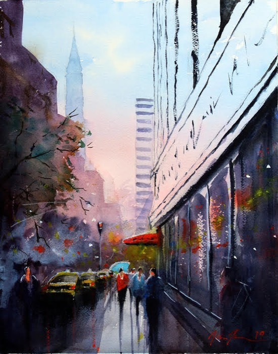 jamesalanmanhattenreflectionswatercolor