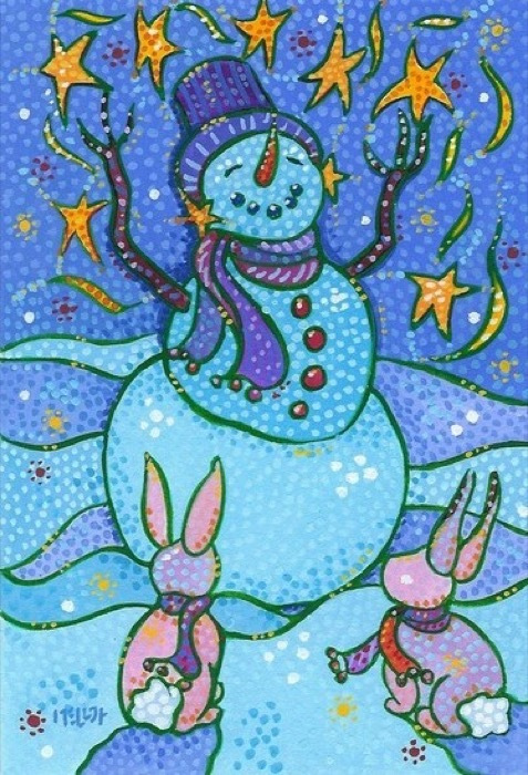mellotmarysnowmanandthestarsgouache