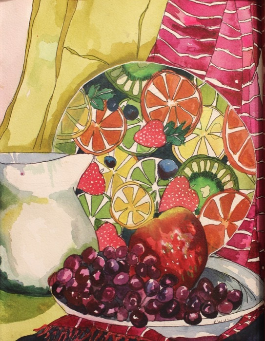 vannesclaudiafruitonaplatewatercolor