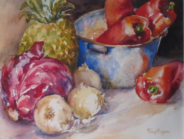 Terry Bogan, "Red Pepper Soup", watercolor, 16x20, $350