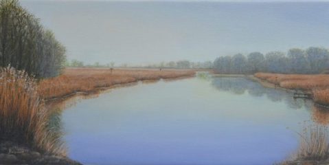 Linda Boisvert-DeStefanis, "Lyme Marsh", oil, 12x24, $1,150