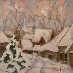 Patricia Corbett, "In the Lane", oil, 5x5, $325