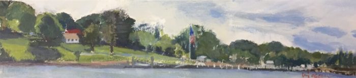 Liz Egan, "Under the Baldwin Bridge", acrylic, 8x21, $245