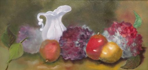 Carol Frieswick, "Fall Treats", oil, 10x20, $350