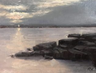 Randie Kahrl, "Dusky Solitude", oil, 6x8, $395
