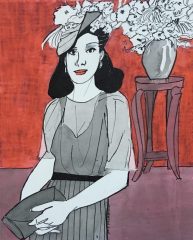 Pat Kelbaugh, "Fascinator", watercolor, 14x11, $225