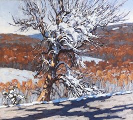 Jim Laurino, "First Snow Old Apple Tree", oil, 18x22, $1,600