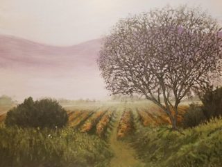 Lois Lawrence, "Vineyard Massifdes Maures France ", acrylic, 9x12, $500