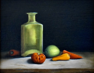 Lisa Linehan, "Still Life with Peppers", oil, 11x14, $1,100