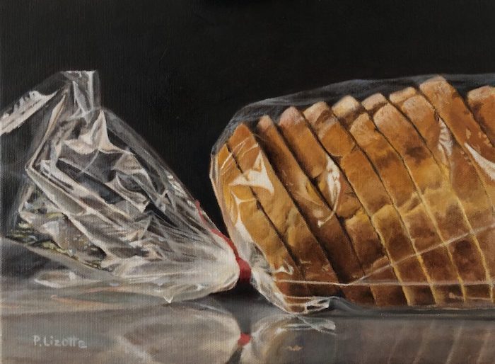 Patti Lizotte, "Sliced Bread", oil, 9x12, $500