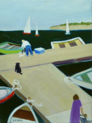 Layne Marholin, "Off Wharf 3", oil, 12x16, $290