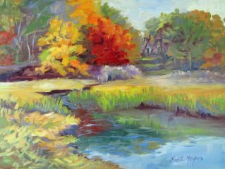 Judith Meyers, "Autumn Glory", oil on aluminum, 12x16, $475