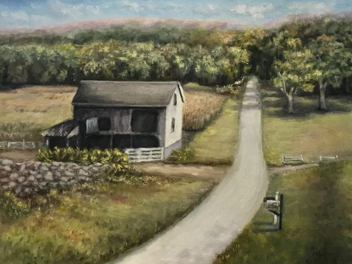 Violet Nastri, "Old Barn at Tiffany Farm", oil, 11x14, $575