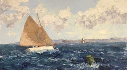 Howard Park, "Beating to Latimer", oil, 6x9, $400