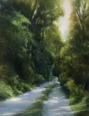Janine Robertson, "Woodland Trail", oil on aluminum, 16x12, $950