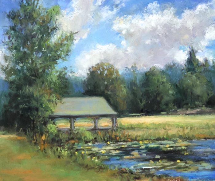 Beverly Schirmeier, "Solitude by the Pond", pastel, 8x10, $450