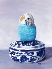 J Elaine Senack, "Blue Parakeet", acrylic, 8x6, $580