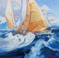 Blanche Serban, "Seas the Day", oil, 12x12, $450