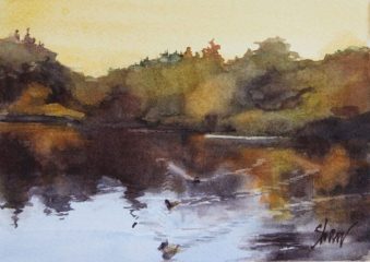Susan Shaw, "Lunchtime", watercolor, 12x14, $425