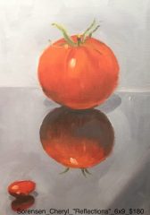 Cheryl Sorensen, "Reflections", oil, 6x9, $180
