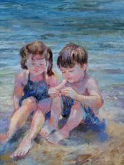 Jessica Turgoose, "Beach Stories", oil, 20x16, $850