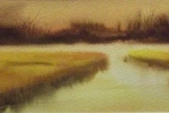 Ralph Acosta, "Evening Marsh", watercolor, 10x3.5, $300