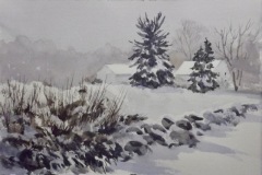 Ralph Acosta, "Misty Morning", watercolor, 11x7.5, $325