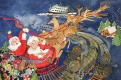 Kay Brigante, "Steam Trains at Christmas", watercolor, 18x24, $950