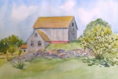 Joan Carew, "Pleasant Barnyard", watercolor, 12x16, $300
