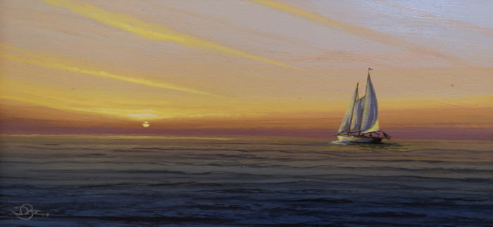 Del-Bourree Bach, "Into the Sun", acrylic, 4.5 x 8.5, $850
