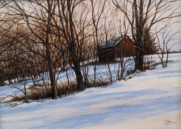 Del-Bourree Bach, "Winterhill", acrylic, 6 x 8, $1,300