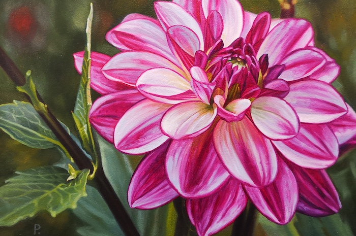 Paul Baldassini, "Lilac Dahlia", oil, 10 x 14.5, $450