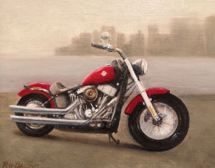 Patt Baldino, "Red Harley", oil, 8 x 10, $800