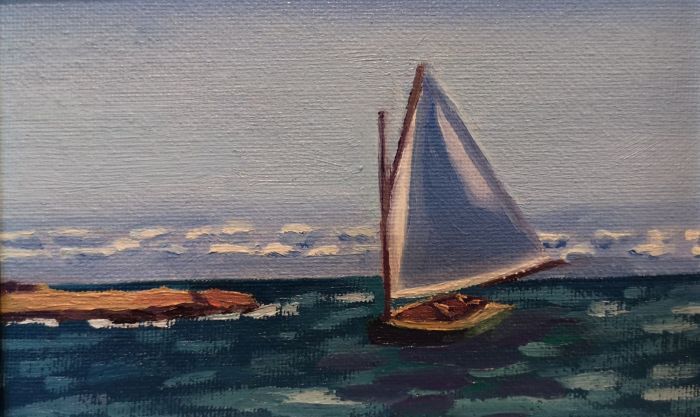 Laura Barr, "Irresistible Wind", oil, 4 x 6, $350