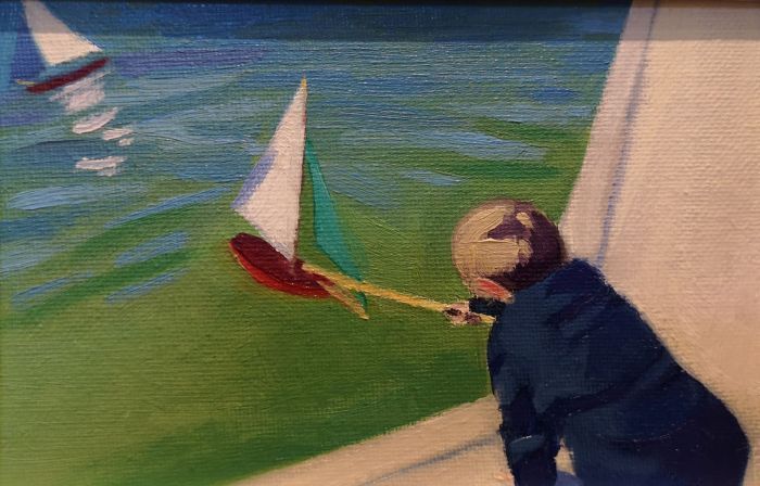 Laura Barr, "Tender", oil, 4 x 6, $350