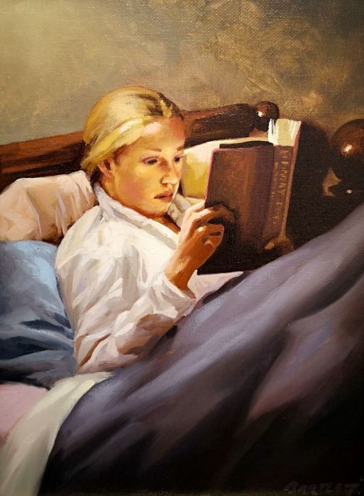 Harley Bartlett, "Bookish", oil, 12 x 9, $1,500